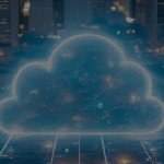 neon tech cloud representing security