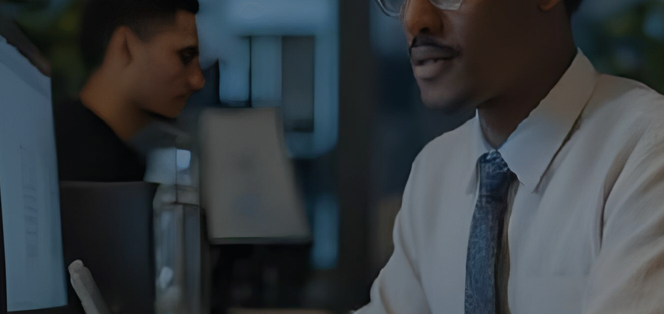 Gentleman using chatgt on computer at work