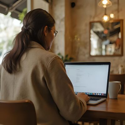 Employee working remotely on their laptop
